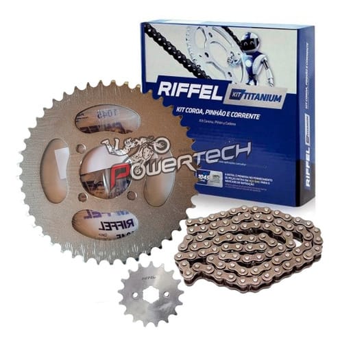 KIT TRANSMISION CORONA PIÑON RIFFEL TITANIUM SUZUKI AX 100