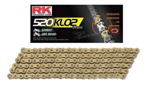 CADENA RK C ORING MOTOCROSS REFORZADA 520 KLO2 X 118 DORADA