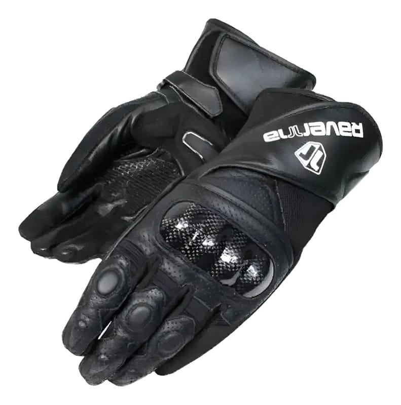 GUANTES MOTO RAVENNA TÁCTIL CUERO VACUNO NUDILLOS CARBONO CT