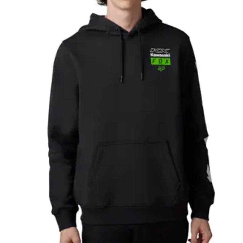 BUZO CANGURO FOX KAWASAKI ZIP CAPUCHA ALGODON - NEGRO XL NEG