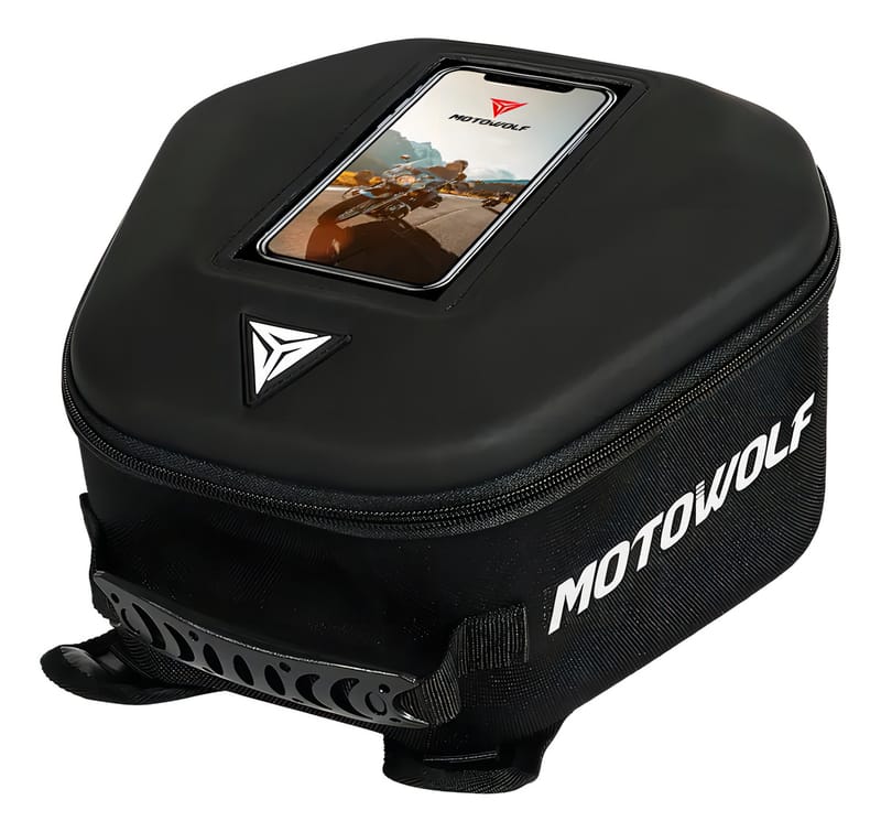 BOLSO PARA TANQUE MOTO MOCHILA MOTOWOLF GPS IMPERMEABLE NEGR