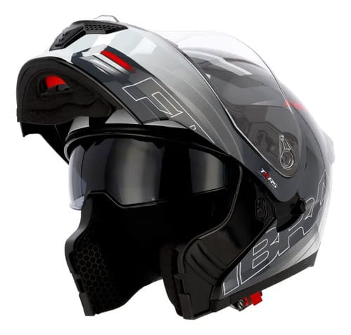 CASCO REBATIBLE FIBRA BY NZI ATTO DUO CON LUZ BLANCO NEGRO B