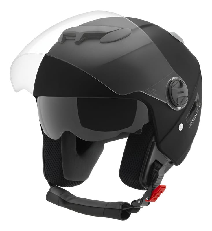 CASCO ABIERTO CON VISOR NEW ATOMIC SOLID NEGRO PRO TORK CUT