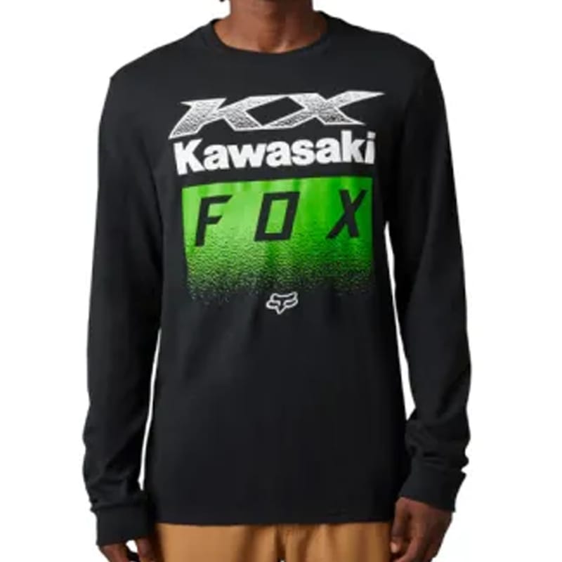 REMERA MANGAS LARGAS FOX KAWASAKI KAWI LS - NEGRO M NEGRO