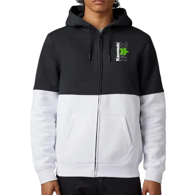 CAMPERA CANGURO FOX KAWASAKI ZIP ALGODON - NEGRO/BLANCO NEGR
