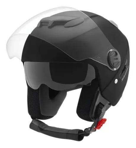 CASCO ABIERTO CON VISOR - NEW ATOMIC SOLID NEGRO PRO TORK NE