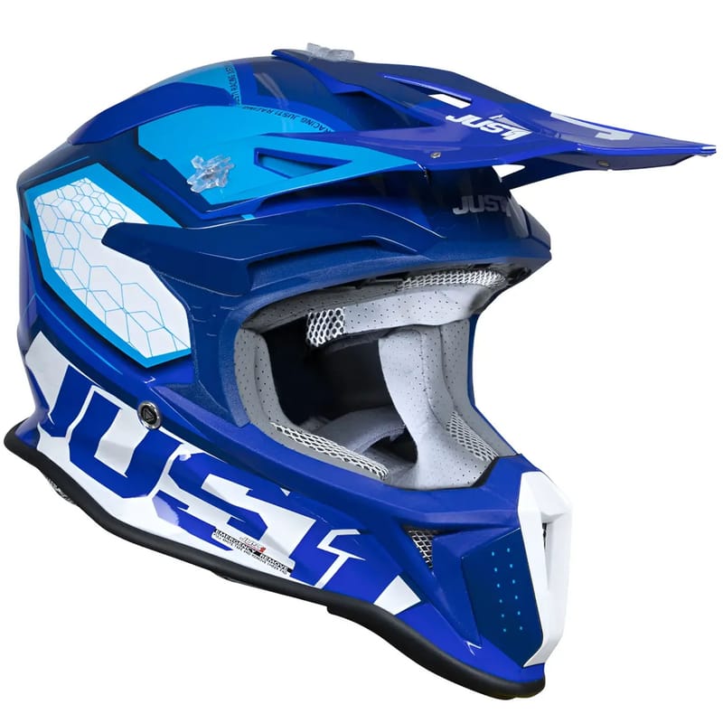 CASCO MOTOCROSS JUST1 J18 HEXA AZUL OFF ROAD ENDURO VISERA A
