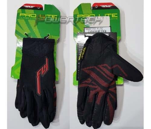 GUANTES FLY PRO LITE - BLACK / RED - TALLE XS / POWERTECH